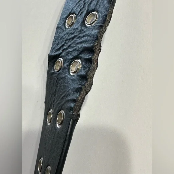 Brandy Melville Belt Black Faux Leather Double Holes One Size Silver Buckle - Picture 9 of 16